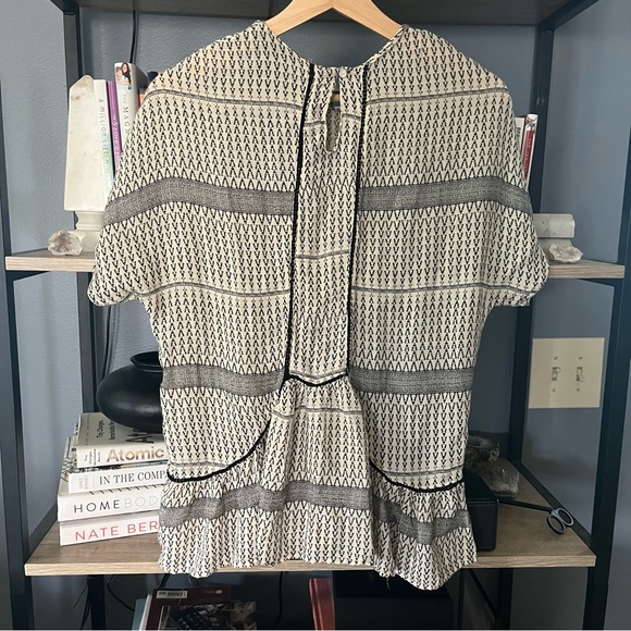 Zara Trafaluc Tribal Boho cream and black blouse size small - Picture 5 of 5